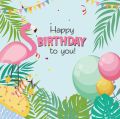 FLAMINGO THEME BIRTHDAY PARTY BANNER ( 36 INCHES X 24 INCHES ). 