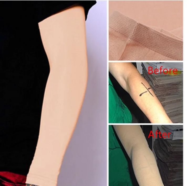 1/2PCS Summer Sun Protection Oversleeve Anti-UV Arm Warmers Tattoo Cover Up Sleeves Bands Forearm Concealer Support Skin Color