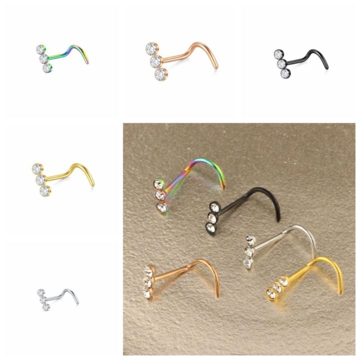 Goth Stainless Steel Nose Screw Studs Nostril Multicolour Nose Piercing Jewelry Geometric Party