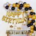 Happy Birthday Foil Balloon (16 Inches) Set With 50 Pc’s Golden, Black and Silver Balloons / Happy Birthday Foil Banner/ Happy Birthday Banner For (Boys & Girls)/ Happy Birthday Backdrop Banner for Party Decorations.. 