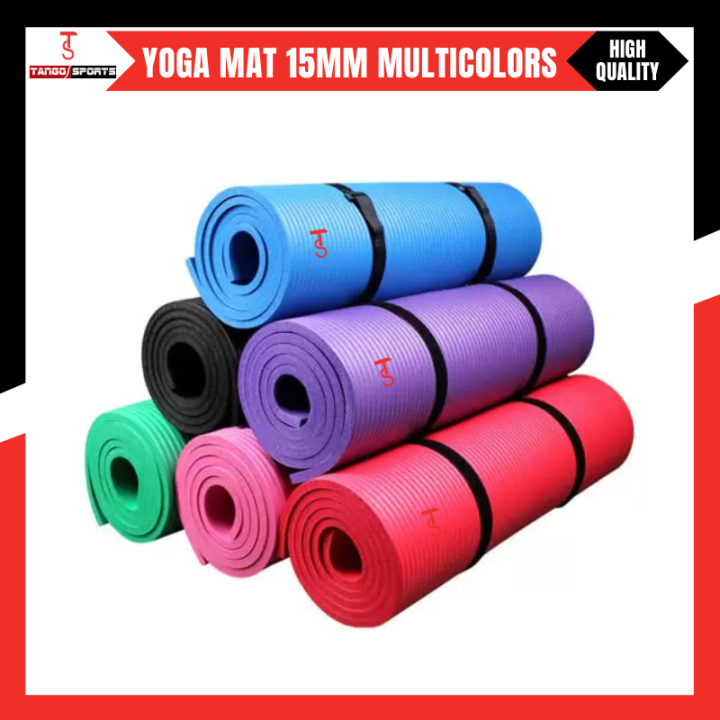 Yoga Mat 15MM, Eco Friendly Thick Memory Foam Exercise Mat with Carry Bag and Strap, (183 x 60 cm) High Density Non Slip Workout Mat for Women Men Home Fitness Pilates Gymnastics Meditation