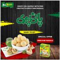 Pack of 5 Pani Puri, Ready to fry Pani Puri, Spicy Gol Gappay, Homemade pani puris, Gol gappay with free pani masala, single box have almost 40 pallets.. 