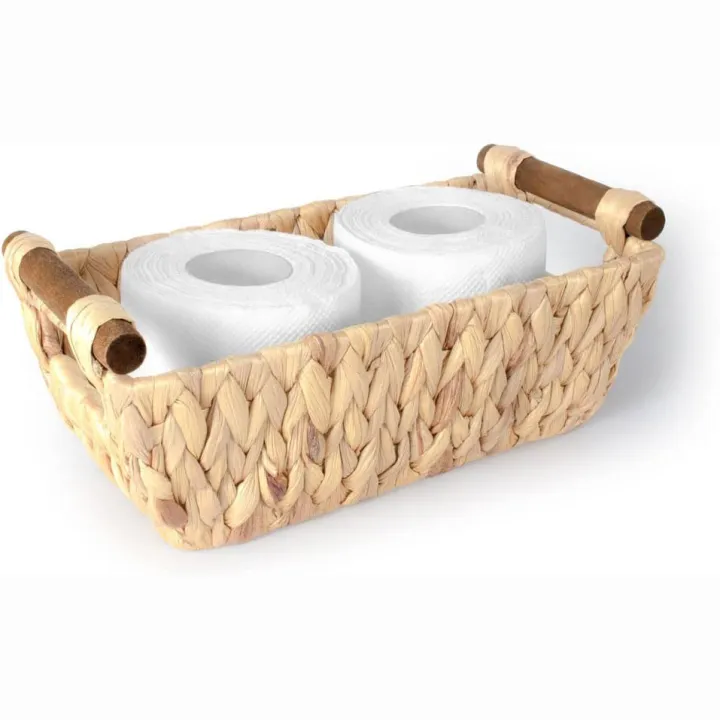 ADO%20Basics%20Water%20Hyacinth%20Hand%20Woven%20Basket%20with%20Stain%20Resistant%20Polished%20Wooden%20Handles,%20Toilet%20Paper%20Storage%20Wicker%20Baskets%2012"%20Length,%206.29"%20Width,%204.25%20Height,%20Tokri%20-%20Image%202