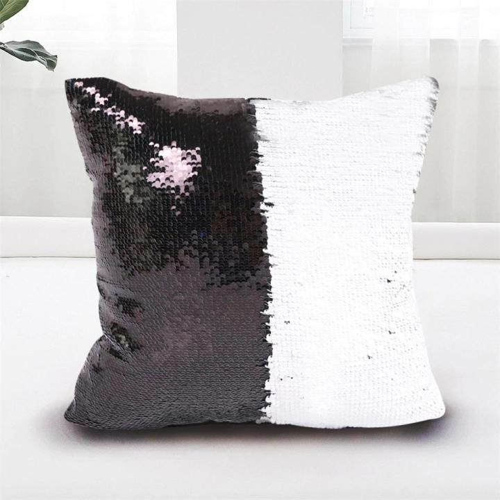 Bedding Outlet Mermaid Sequin Cushion Cover Magical Shining Pillow Case 40X40cm