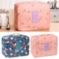 Printed Multifunction Portable Travel Toiletry Bag Cosmetic Makeup Pouch for Ladies And Girls (Pink Dot , Fllower and Random Label Color). 