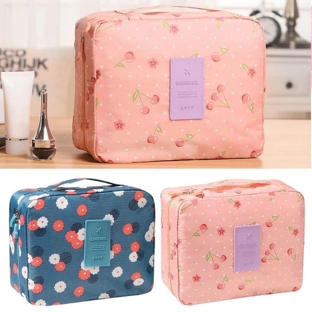 Printed%20Multifunction%20Portable%20Travel%20Toiletry%20Bag%20Cosmetic%20Makeup%20Pouch%20for%20Ladies%20And%20Girls%20(Pink%20Dot%20,%20Fllower%20and%20Random%20Label%20Color)%20-%20Image%203