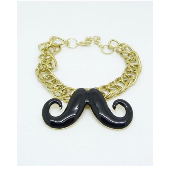 Golden & Black Mustache Bracelet for Women