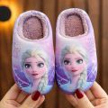 Disney Princess Sofia Elsa Winter Children's Cotton Slippers Girl's Parent-child Snow Non Slip Warm Baby Slippers Size 24-39. 