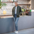 FITTED Olive Bomber Jacket For Women. 