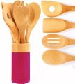 Wooden Spoons For Cooking 4 Piece Organic Bamboo Utensil Set With Holder Wood Kitchen Utensils Spatula Spoon For High Heat Stirring In Nonstick Pots & Pans Quality Gift & Everyday Use. 