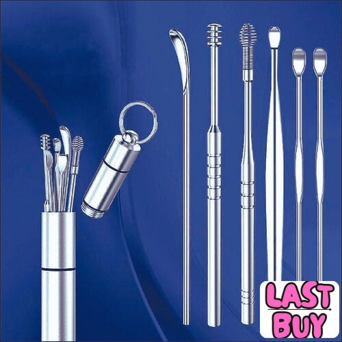 6PCS Ear Wax Remover Stainless Steel kit | Ear Cleaner Tool Ear Cleaning Tool Kit Ear Wax Multifunction Portable Personal Beauty Care Picking In Aluminium Canned With Sealed Griped