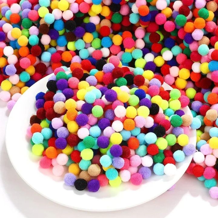 Mini Pompoms for Kids Arts and Crafts Colorful Pom Pom Balls (6-8mm) (Pack of 100 & 200)