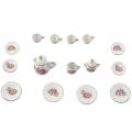 15 pieces Porcelain tea set Dollhouse miniature foods Chinese rose dishes cup. 
