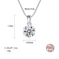 925 Silver Rhodium plating 1 Carat VVS1 Diamond Test Round Shape Moissanite Pendant Necklace Women Classic Gemstone Necklace. 