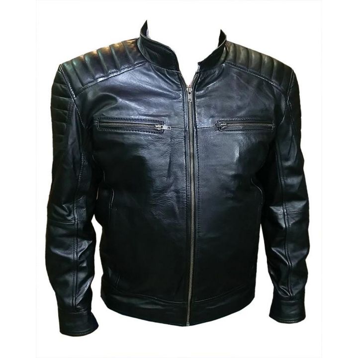leather jacket - strips style - 100% original leather - water resistant