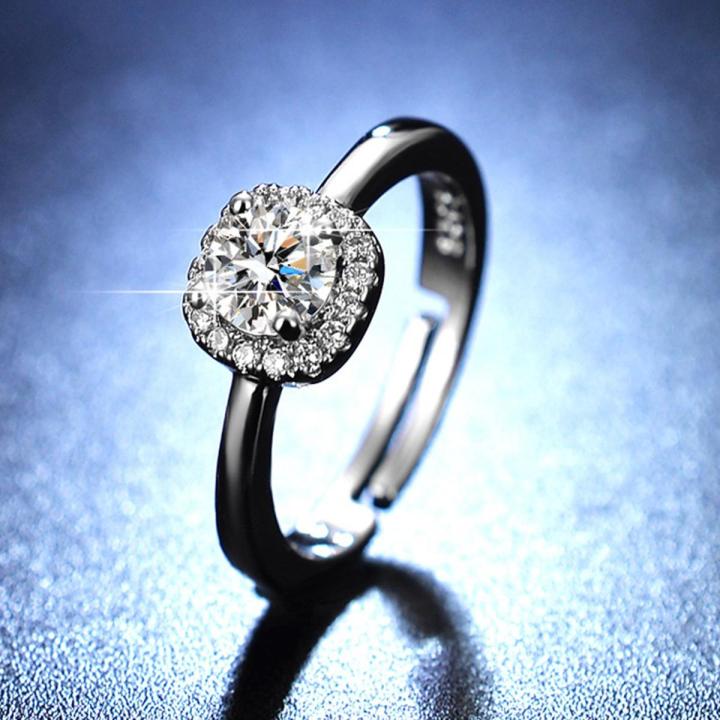 925 Silver Diamond Adjustable store Ring For Women