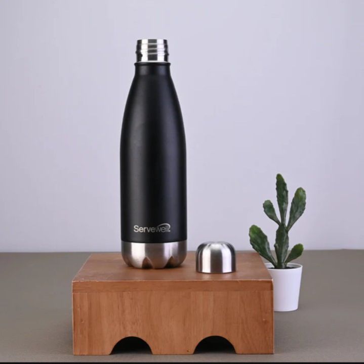 Hot & Cool Stainless Steel Vacuum Insulated Water Bottle, (Black