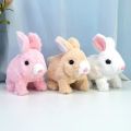 Electric Plush Rabbit / Walking Rabbit Stuffed Bunny Interactive Soft Bunny Toy Mumble Walking & Sound Baby Educational Simulation Kid - Electric Walking Rabbit Toy - 4 Different Colors - Music & Sound - Best Gift For Toys Kids & Babies. 
