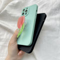 Hstyle For iPhone 12 Pro Max Fashion cartoon print drip glue pink tulip flower phone case station boy Greer couple gift liquid silicone shock proof soft back cover shell girl waterproof. 
