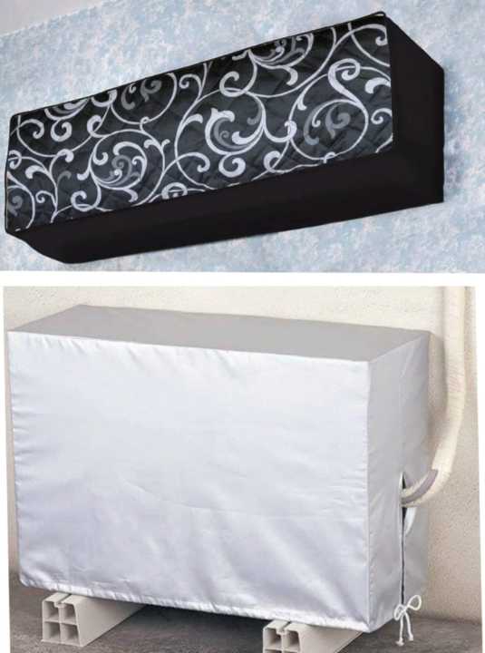 Printed Quilted AC Covers- Black (Indoor Split + Outdoor Unit) / Printed Quilted AC Covers: Indoor and Outdoor Unit Protection with Style