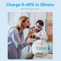Vention PD 20W 20 Watt PD3.0/QC3.0 GaN Fast Charger Type C Charger for iPhone 16 15 14 Pro max Samsung S24  Ultra Huawei Mate 70 Xiaomi 15 14 Pro Redmi Foldable Safety Certified Type C Charger. 