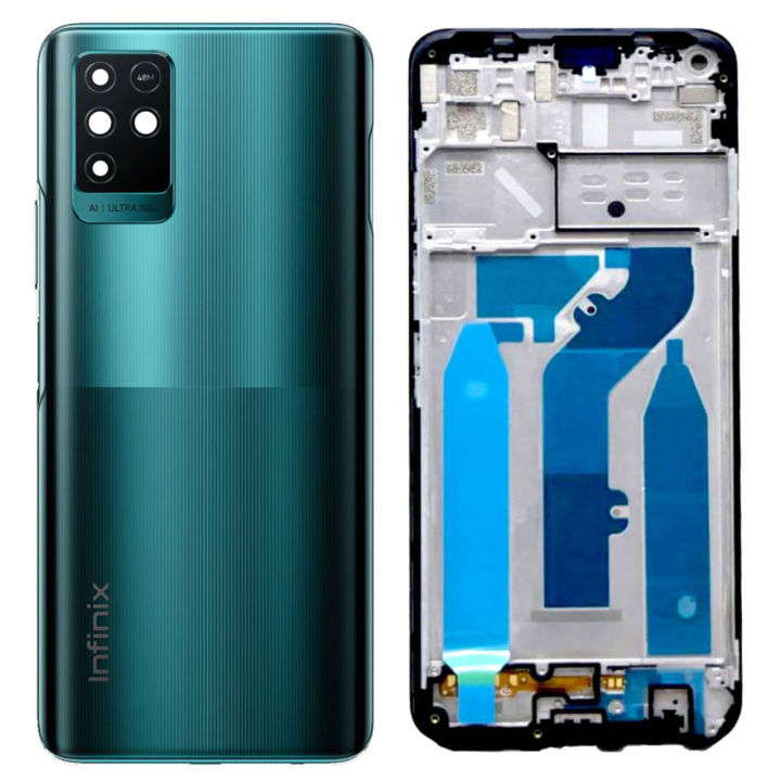 Infinix Note 10 Middle Frame Housing With Side Button and Camera Lens Complete Body Casing Replacement For Note 10 - Green