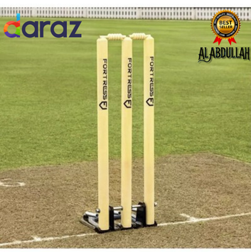 Fortress Spring Wickets Set of 3 Stumps + 2 Bails | Auto Pop-Up Return ...