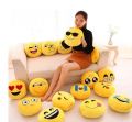 (10 Inches/ 25.4cm) Emoji Cool Face Pillow - Plush Comfort Fluffy Cushion with Ball Fiber Cotton Filling -Yellow. 
