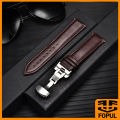 Smooth Calfskin Leather Watchband 20mm 22mm Straps For Samsung Galaxy Watch 3 41mm 45mm Active 40mm 44mm with Solid Automatic Butterfly Buckle Business Watch Band. 
