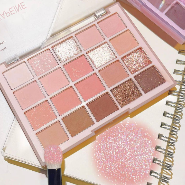 20 Colors Coral Glitter Eyeshadow Makeup Pink Rose Eye Shadow Palette Low Saturation Nude Brown Matte Eyeshadow Korean Cosmetics