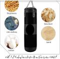 Boxing bag, Punching bag, (3&4 feet)-with, Boxing Gloves, Hand Wraps, Hanging Chain, For Men’s, Women’s, Kid’s, Comfortable with Durable Genuine Leather, Unfilled-Black color. 