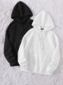 2Pc Unisex Hoodie Set (Black & White) – Stylish Winter Wear for Men & Women | Premium Cotton Fleece Sweatshirt Combo. 