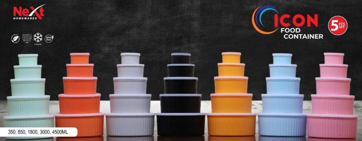 "Icon Food Container 5pcs Set - Stylish and Durable Irani Design"