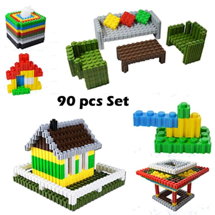 90 pcs - Small Pack Bricks Blocks Toys for Kids Children Colorful Plastic Educational Building Block Models for Kids
