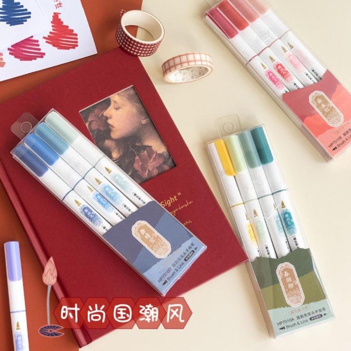 4Pcs/Box Kawaii Highlighter Double Head Colored Markers DIY Graffiti