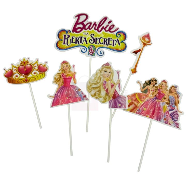 Barbie Theme Cake Toppers - Cake Toppers - Pink Colors - Girls Theme - Pack Of 6 Cake Toppers