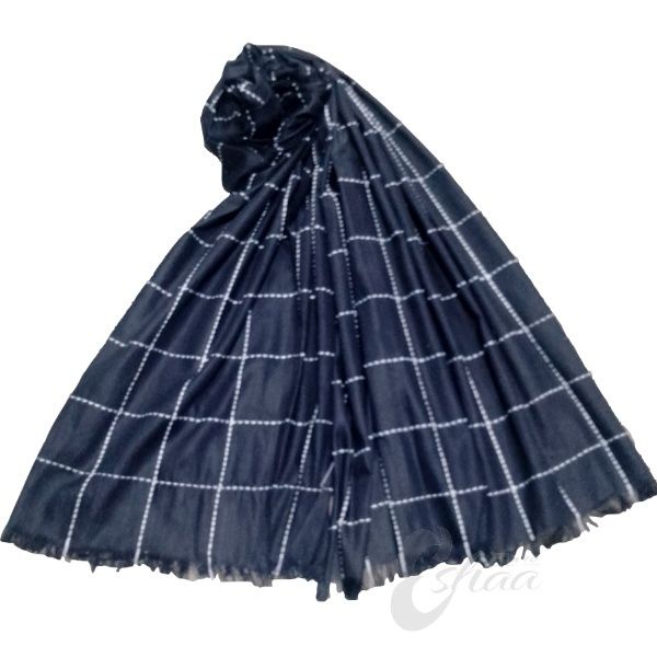 linen check black white stole scarf / hijab