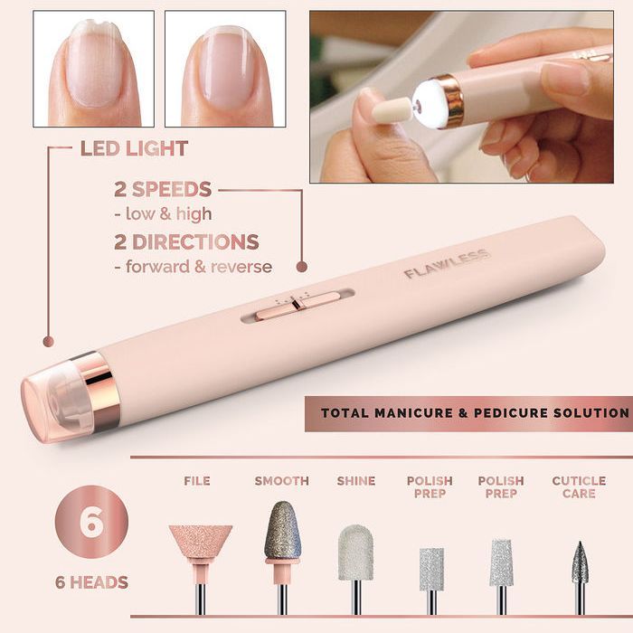 Rechargeable Flawless Salon Nail Pro Electric Nail Drill Bits File Tool Set Machine Grinding Acrylic Art Manicure Pen Shape for Manicure Pedicure Cuticle Clean Gel Remover Nail Art Milling Cutters Manicure Tools Pedicure Kit
