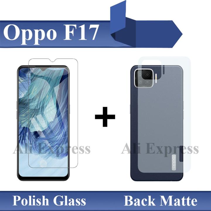 Oppo F17 Tempered Glass Screen Protector Polish Glass + Back Matte Protector Soft Skin Sheet Soft Film Protector For F17