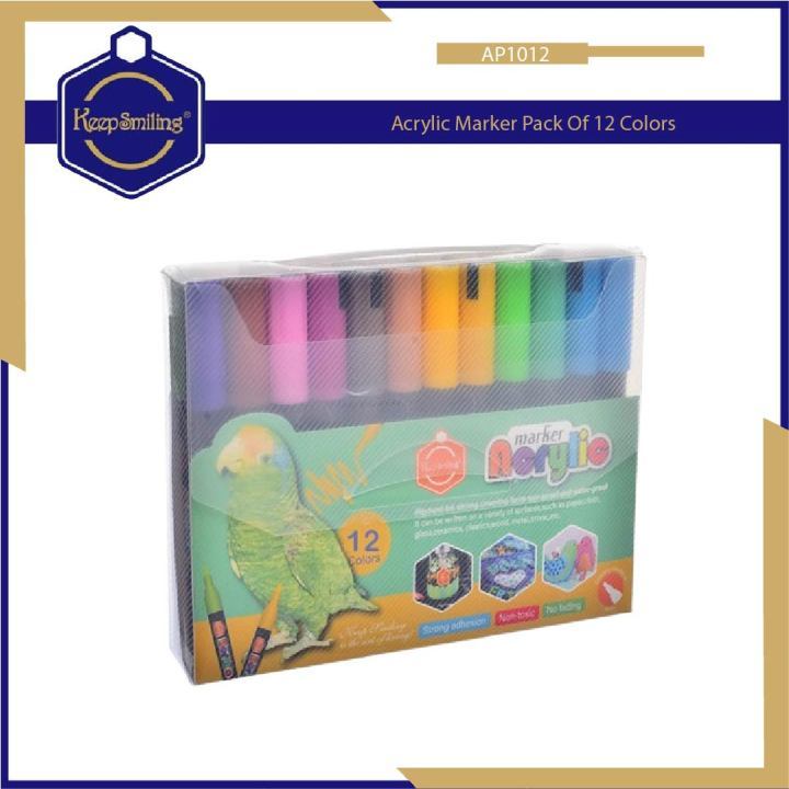Keep Smiling (P.o.s.c.a.) AP1012 High Quality Acrylic Marker Pack Of 12 Colors -MultiColor