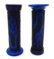 Universal Fire Model Skull Colorful Rubber Motorcycle Handle Bar Grips Scooter Handlebar - Black & Blue. 