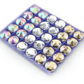 8mm-16mm Round Crystal AB Color Silver Base Sew On Rhinestone Beads, Sew On Stones Spacer buttons for Garment Jewelry 30-100pcs. 