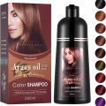 Mokeru 500ml Natural Argan Oil Extract Permanent Hair Dye Shampoo For Women Men Color Dye Shampoo Cherry Brown. 