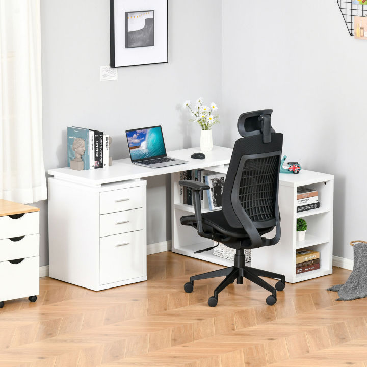 Home%20Office%20L-Shaped%20Computer%20Desk%20Workstation%20w/%20Storage%20Shelves%20Drawers,%20White%20-%20Image%203