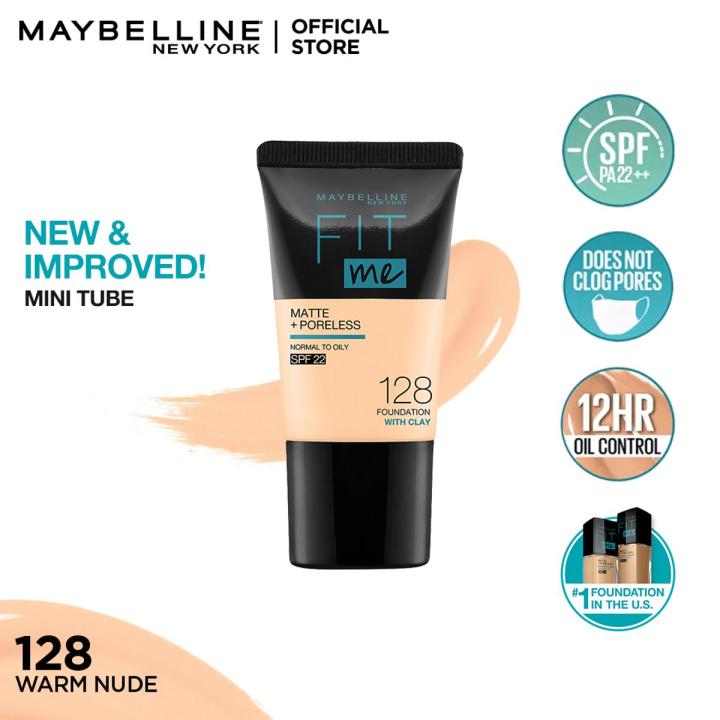 Maybelline New York Fit Me Matte & Poreless Liquid Foundation 18ml Tube - 128 Warm Nude - For Normal to Oily Skin