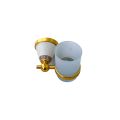 GOLDEN WHITE MARBLE BRUSH HOLDER | ELEGANT AND LUXURIOUS BATHROOM ACCESSORIES | PREMIUM GOLDEN TOOTHBRUSH HOLDER WITH GLASS STORAGE. 