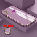 Biruiqu for Infinix Hot 9 Play Back Cover Luxury 6D Plating Frame Shiny Bling Phone Pounch Soft Silicone Square Phone Case. 