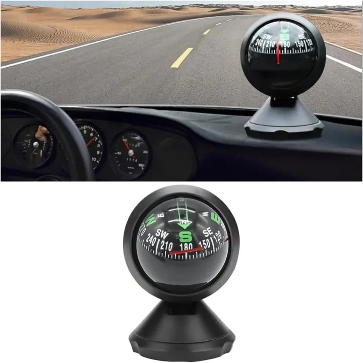 Rotatable Compass Card Jeep Style Car Dashboard Mini Compass Ball – Universal Compact ...