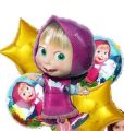 MASHA BEAR 5 PCS FOIL BALLOONS SET l THEME BIRTHDAY PARTY DECORATIONS. 