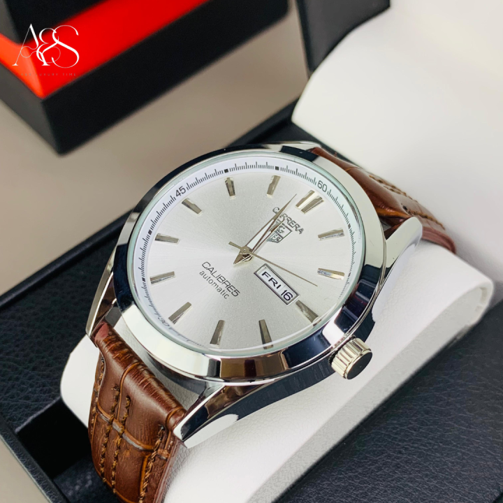 Automatic%20Watch%20%E2%80%93%20Silver%20Dial%20with%20Brown%20Leather%20Strap%20-%20Image%203